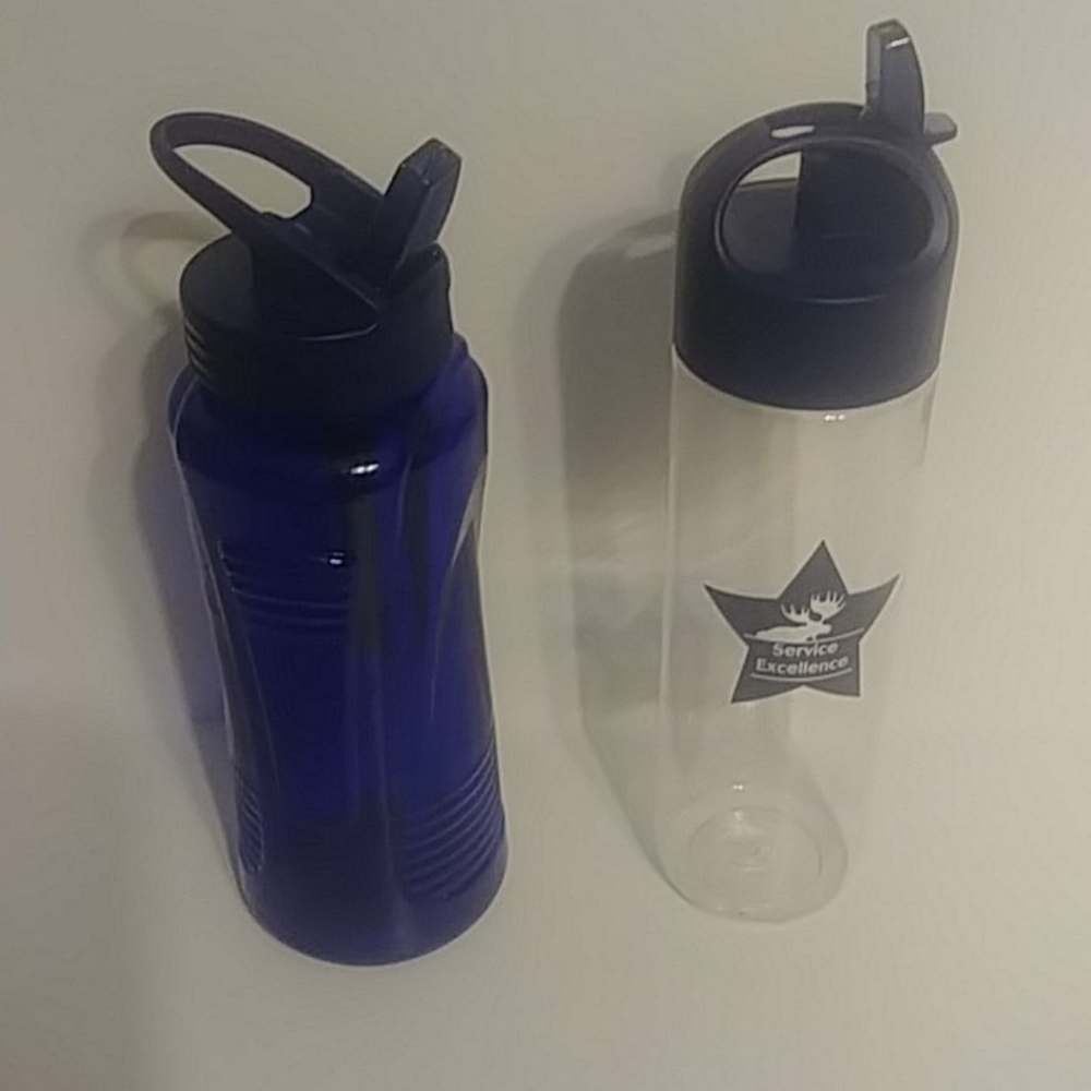 2 water bottles plastic